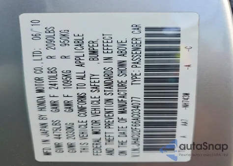 2010 Acura Tsx from USA, damaged, VIN JH4CU2F66AC034077